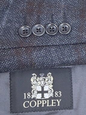 Coppley Sport Coat Mens 46R Gray Brown Check Wool Flannel Super 110s Blazer